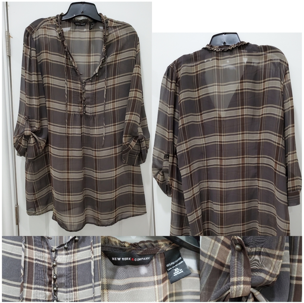 NY&C Plaid Blouse- Sz XL